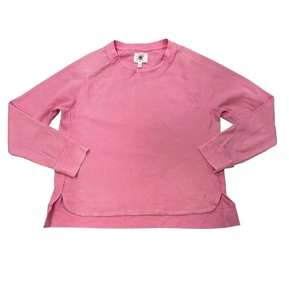 Sunnyside by SUNDRY Pink Stonewashed Waffle Knit Pullover Top, Sz Lg - Picture 10 of 14